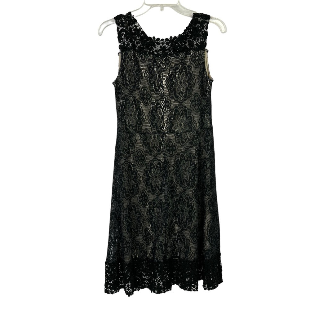Mystree Women’s Evening/Career Dress Sz Medium Black With Tan Lining Sleeveless - Picture 3 of 15